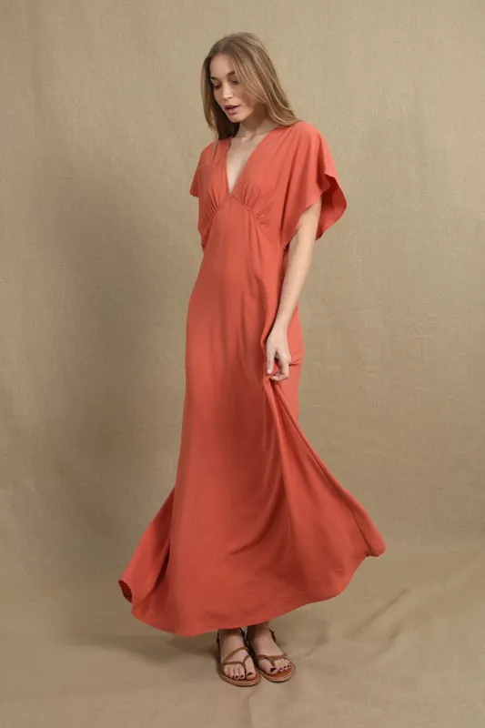 Molly Bracken Dani Woven Dress Coral sold by Shine On