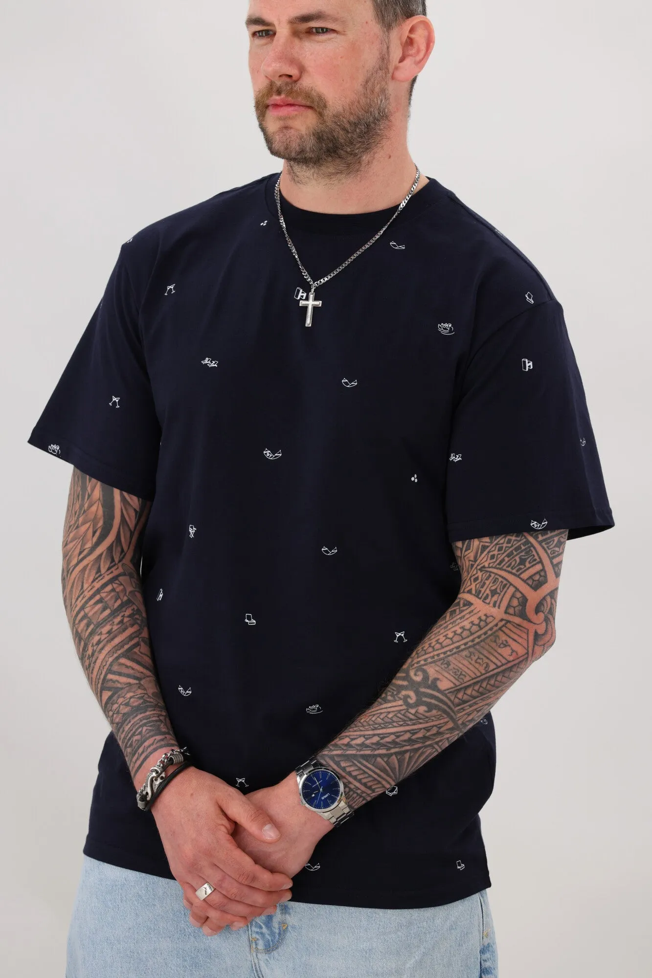 Huffer Mens Cheers Classic Tee Navy/White sold by Shine On