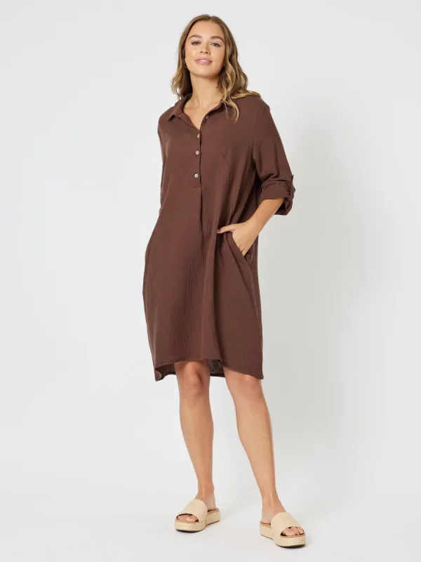 Threadz Byron Dress Choc sold by Shine On