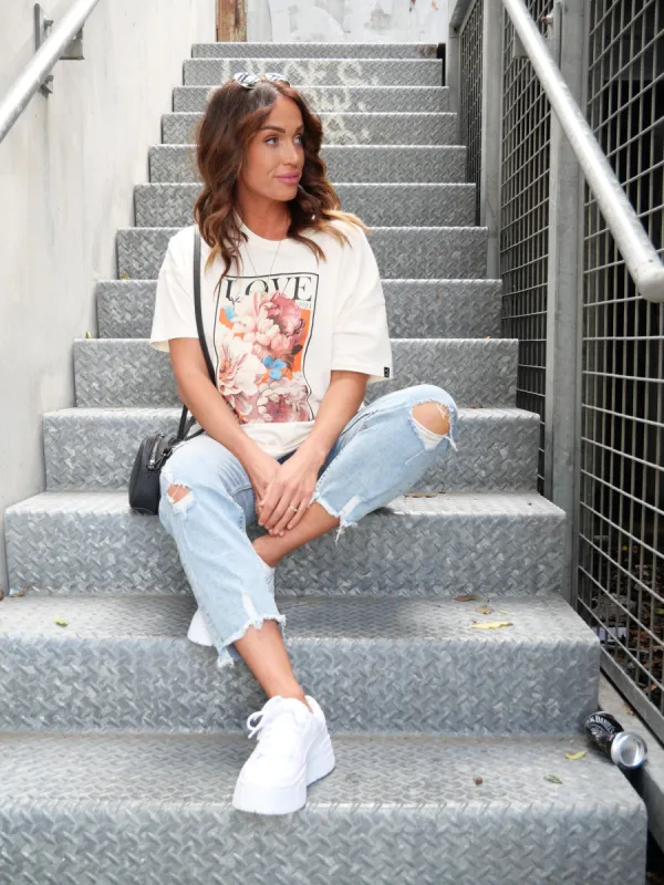 Rebel Club by Shine On Vogue Love Boyfriend Tee Off White sold by Shine On