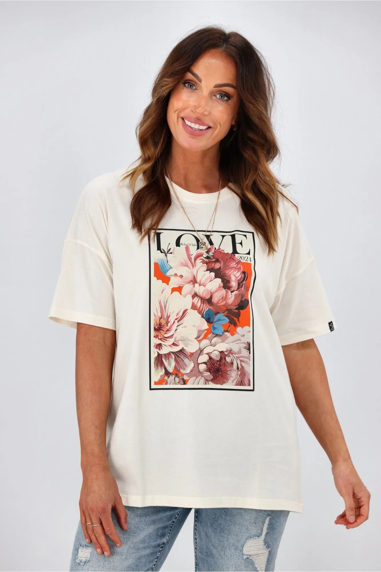 Rebel Club by Shine On Vogue Love Boyfriend Tee Off White sold by Shine On product image thumbnail 2