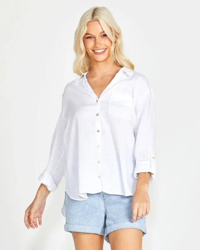 Sass Taylor Long Sleeve Shirt White sold by Shine On