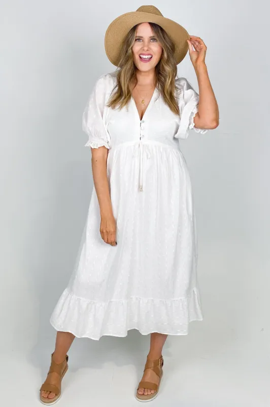 Salty Bright Karly Midi Dress White sold by Shine On