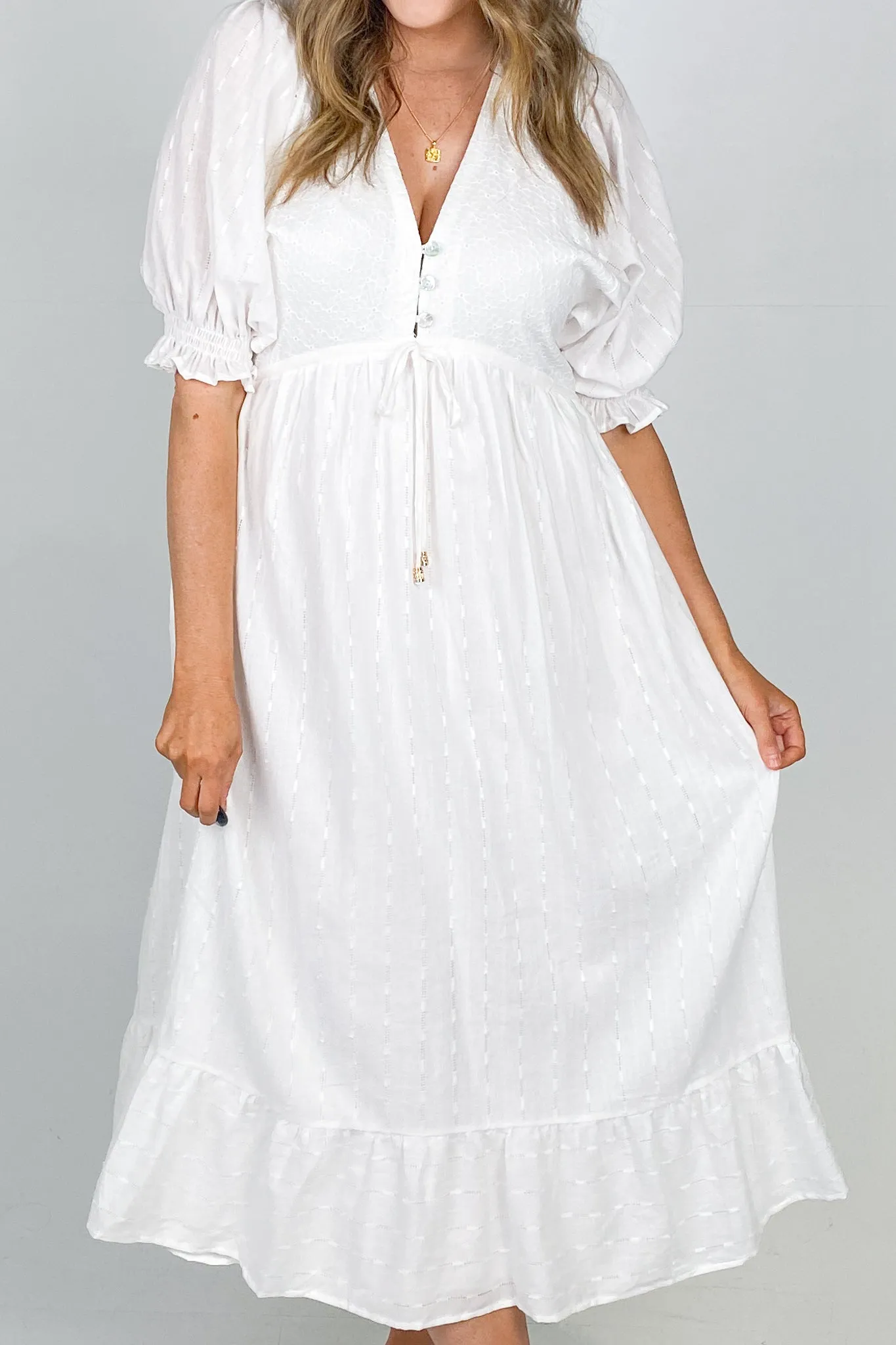 Salty Bright Karly Midi Dress White sold by Shine On product image thumbnail 2