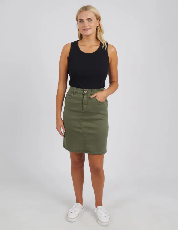 Elm Belle Denim Skirt Washed Khaki sold by Shine On
