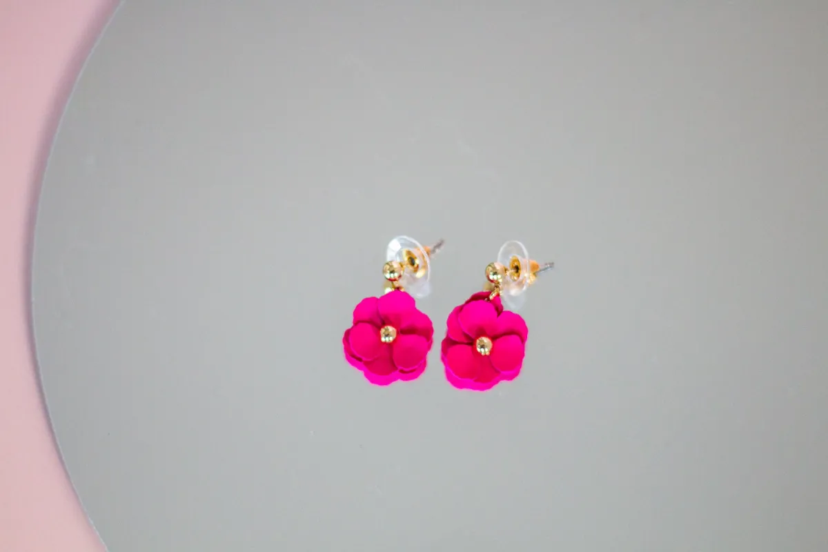 Willow Collective Blossom Studs Gold Hot Pink sold by Shine On