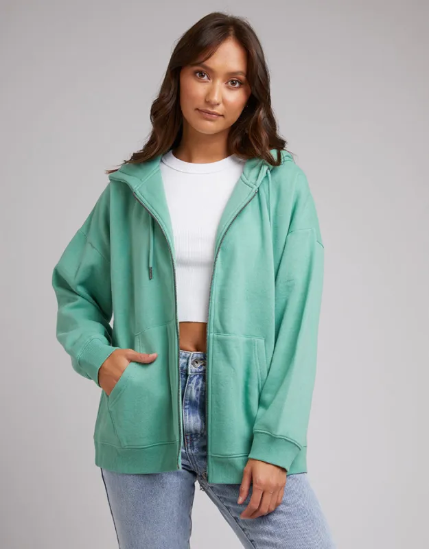 Silent Theory Oversized Zip Through Hoody Sage sold by Shine On