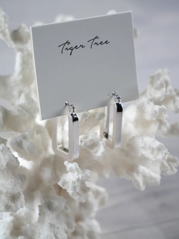 Tiger Tree Rectangle Hoops Silver sold by Shine On