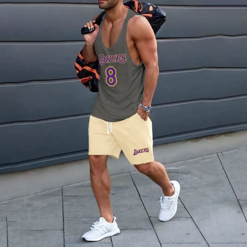 Lakers Men's Streetwear Tank Top Tracksuits-A sold by Shopnova