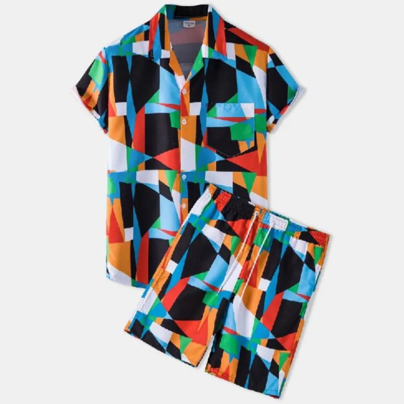 Men's lapel Print Two-piece Suit sold by Shopnova