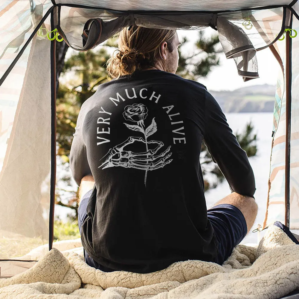 Very Much Alive Men's Casual Long Sleeve T-shirts-B sold by Shopnova