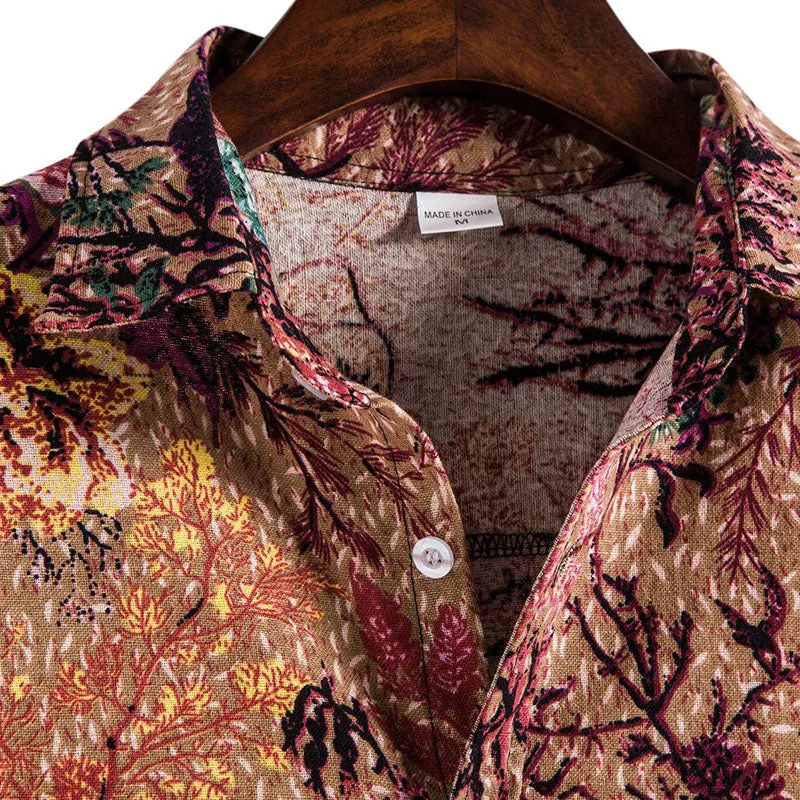 Cotton And Linen Printed Pocket Button-down Shirt sold by Shopnova product image thumbnail 3