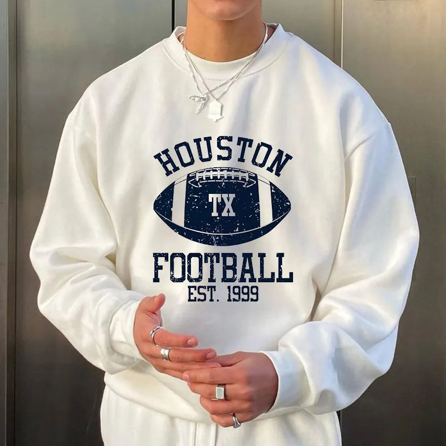 Texas Football Print Men's Crew Neck Sweatshirt sold by Shopnova