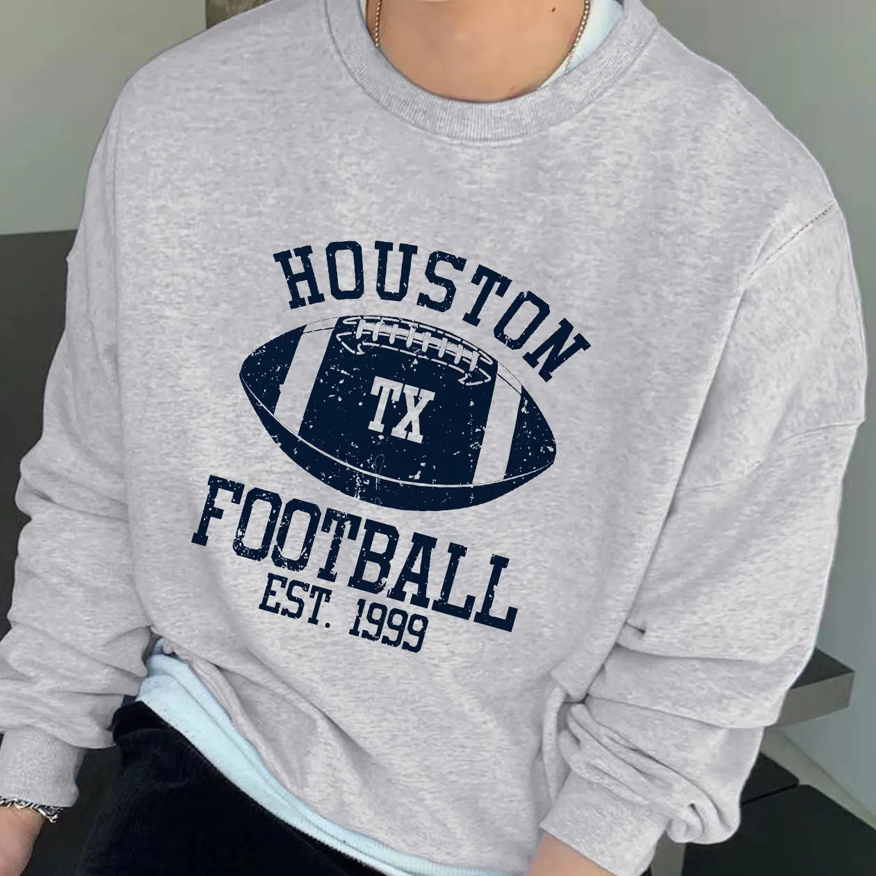 Texas Football Print Men's Crew Neck Sweatshirt sold by Shopnova product image thumbnail 3