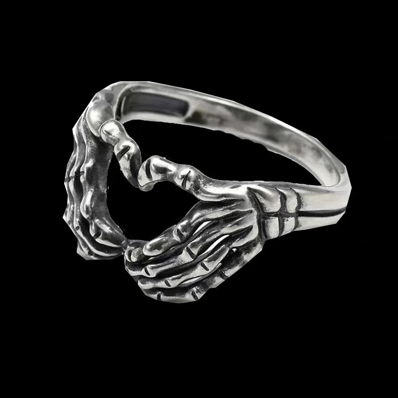 Edgy Skull Hand Heart Design Motorcycle Style Stainless Steel Ring sold by Shopnova product image thumbnail 3