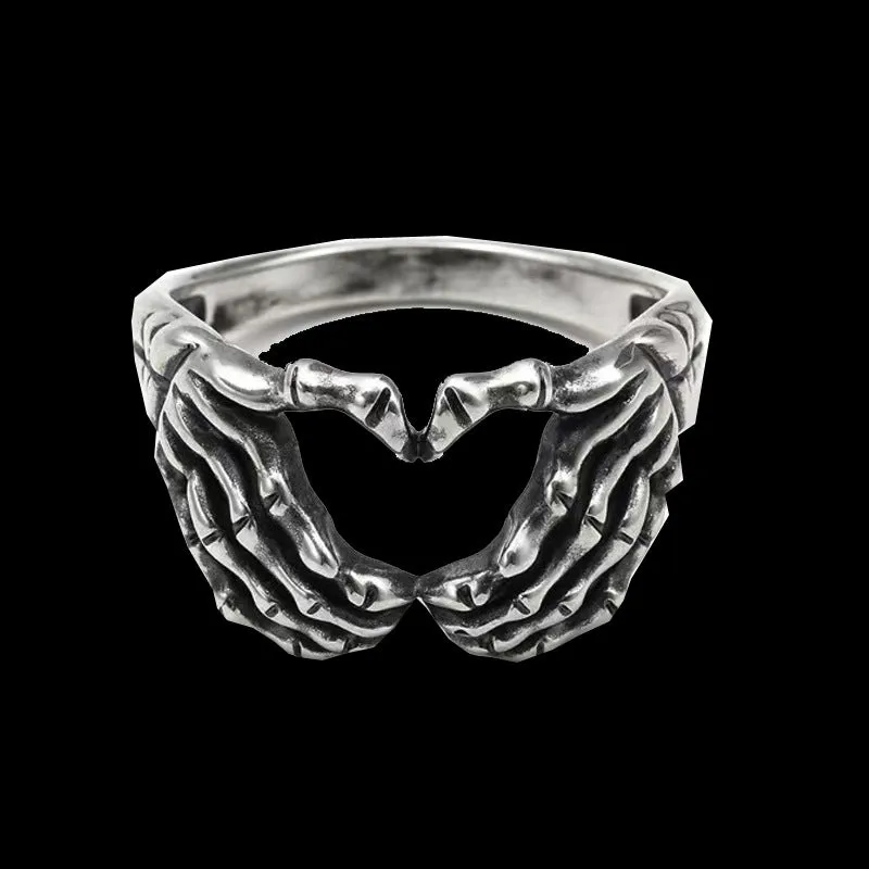 Edgy Skull Hand Heart Design Motorcycle Style Stainless Steel Ring sold by Shopnova product image thumbnail 2