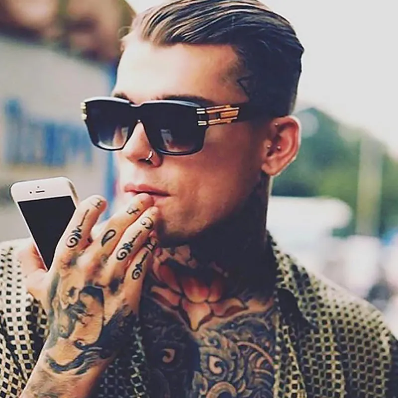 Retro Large Square Frame  Men's Sunglasses made by Shopnova