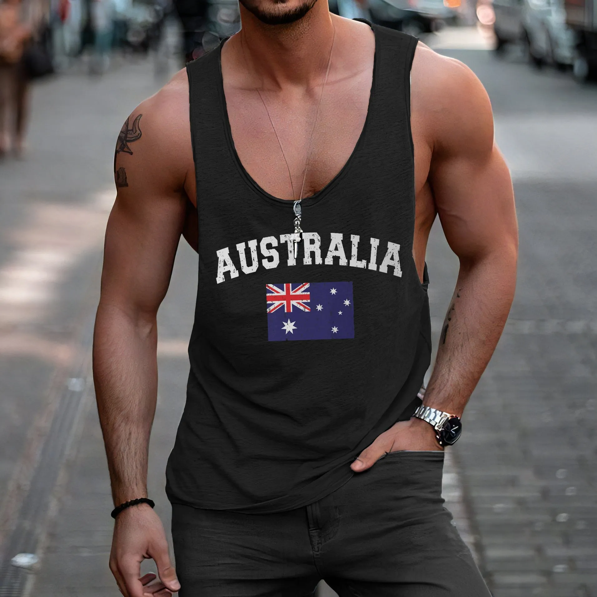 Australia Men's Casual Tank Tops sold by Shopnova