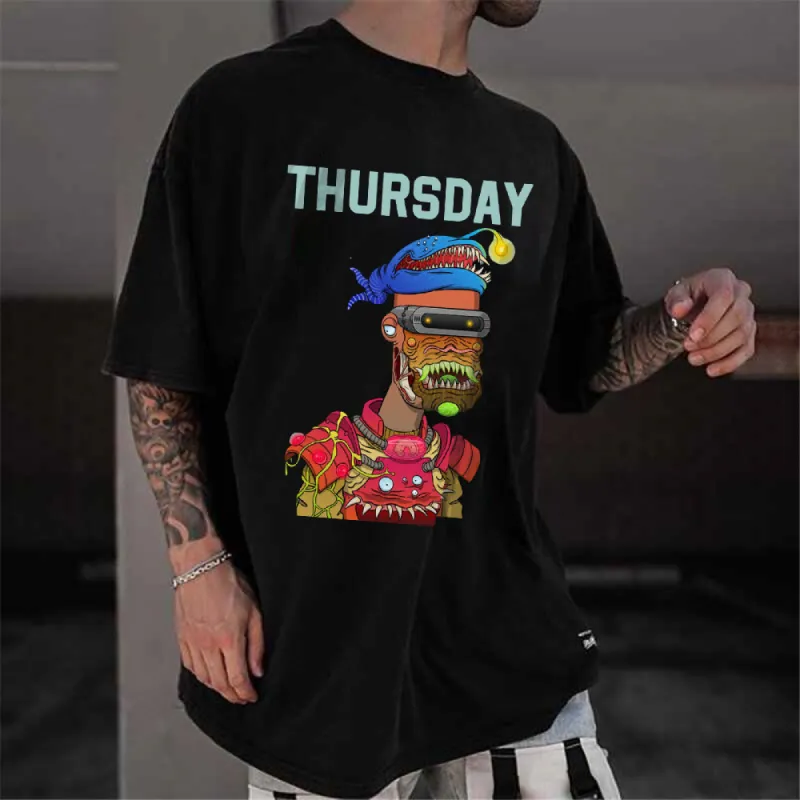 Thursday Letters Graphic Print Men's T-Shirt sold by Shopnova