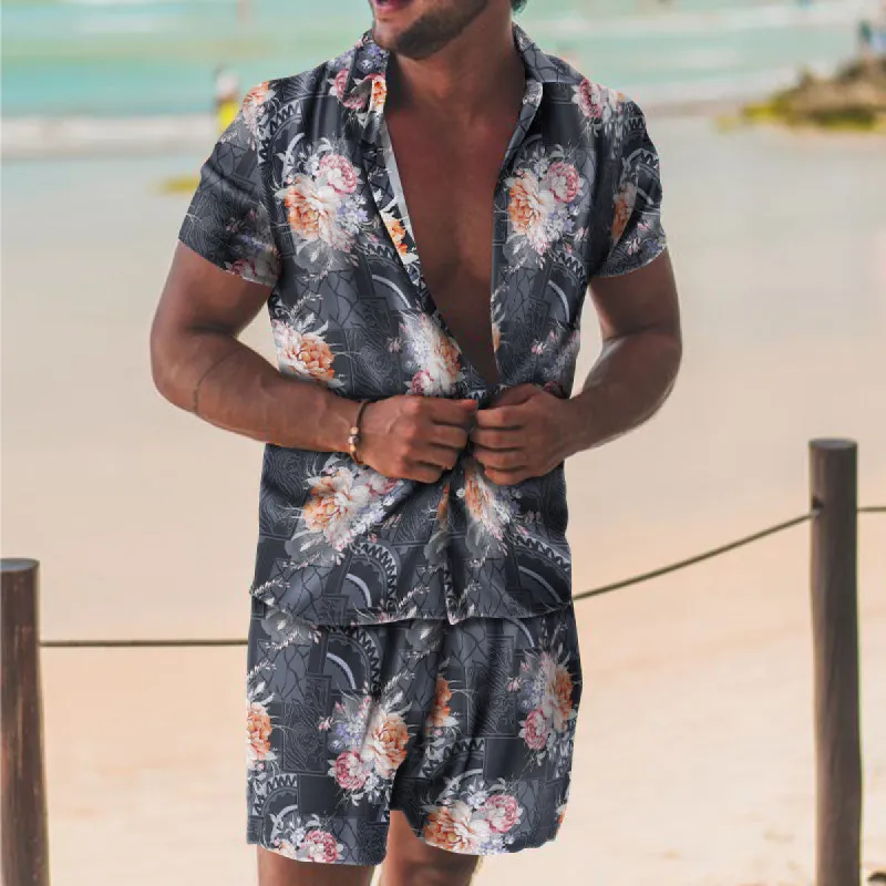 Fashion Personality Vintage Floral Print Vacation Two-Piece Set sold by Shopnova
