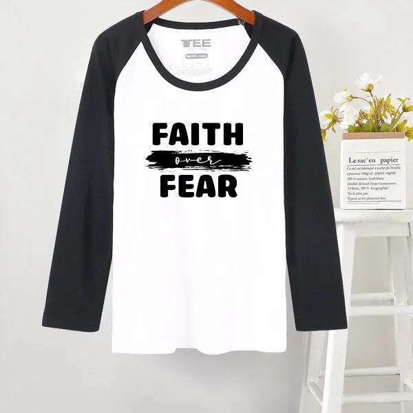 Faith Over Fear Men's Reglan Cotton Tee sold by Shopnova product image thumbnail 2