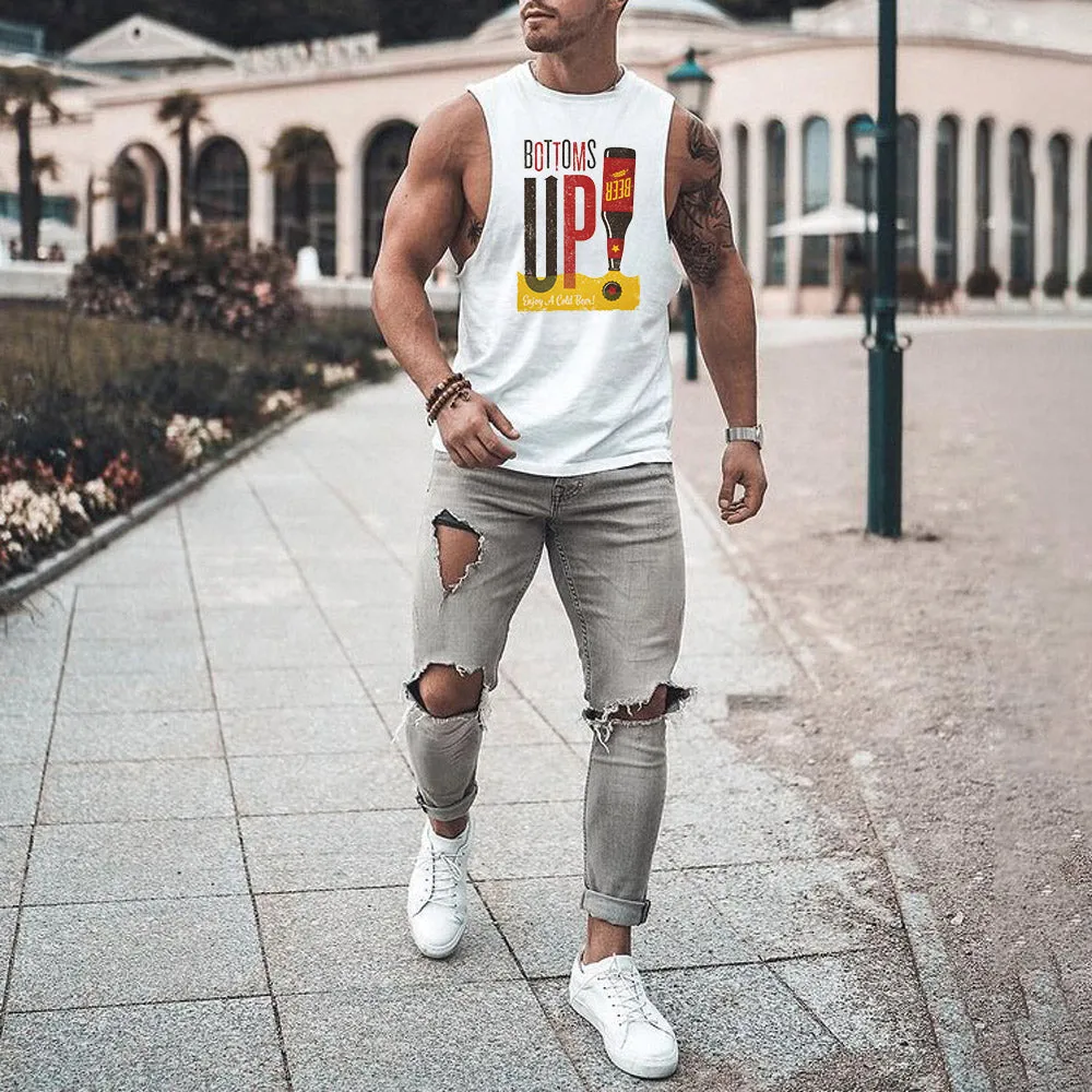 Fun Beer Alphabet Graphic Print Casual Men's Tank Top sold by Shopnova product image thumbnail 3