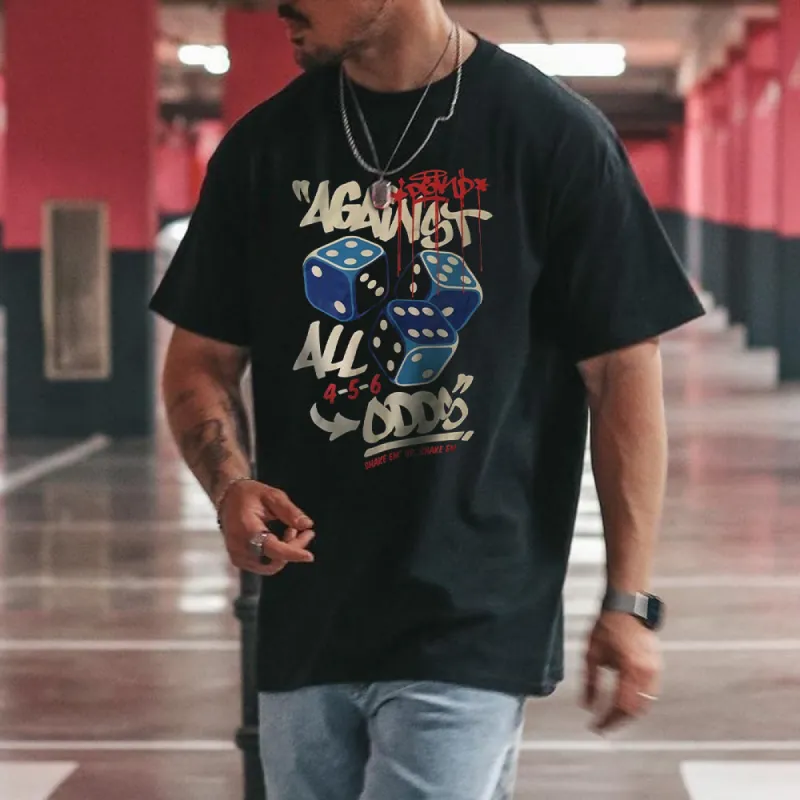 Alphabet Dice Graphic Print Casual Men's T-Shirt sold by Shopnova