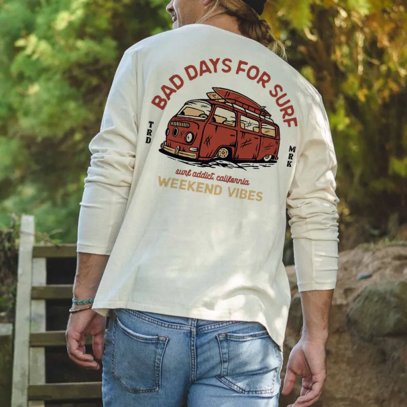 Weekend Vibes Men's Vintage Long Sleeve T-Shirt-B sold by Shopnova