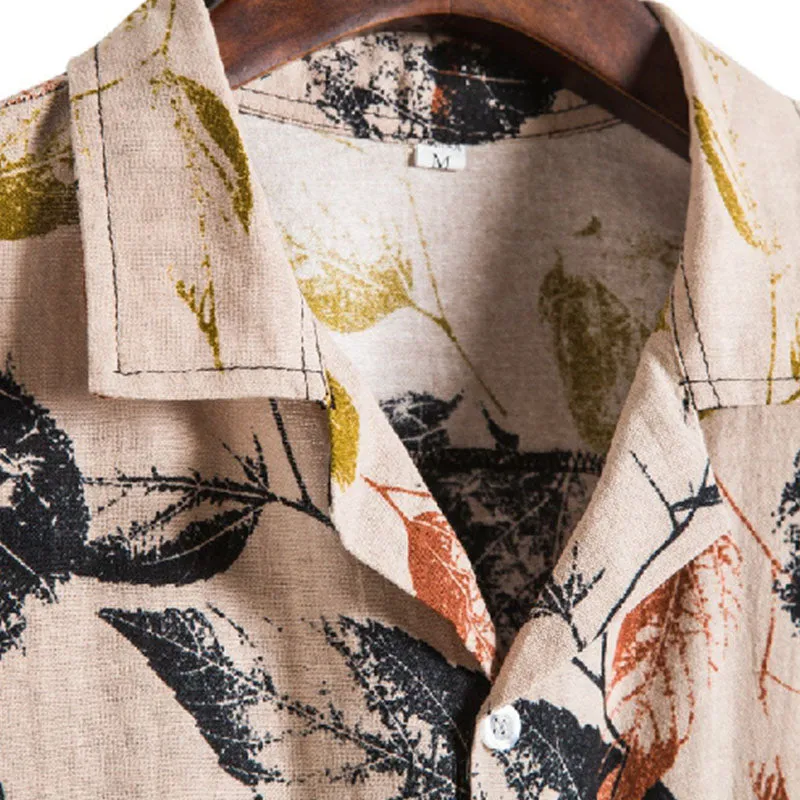 Cotton And Linen Printed Pocket Button-down Shirt sold by Shopnova product image thumbnail 5