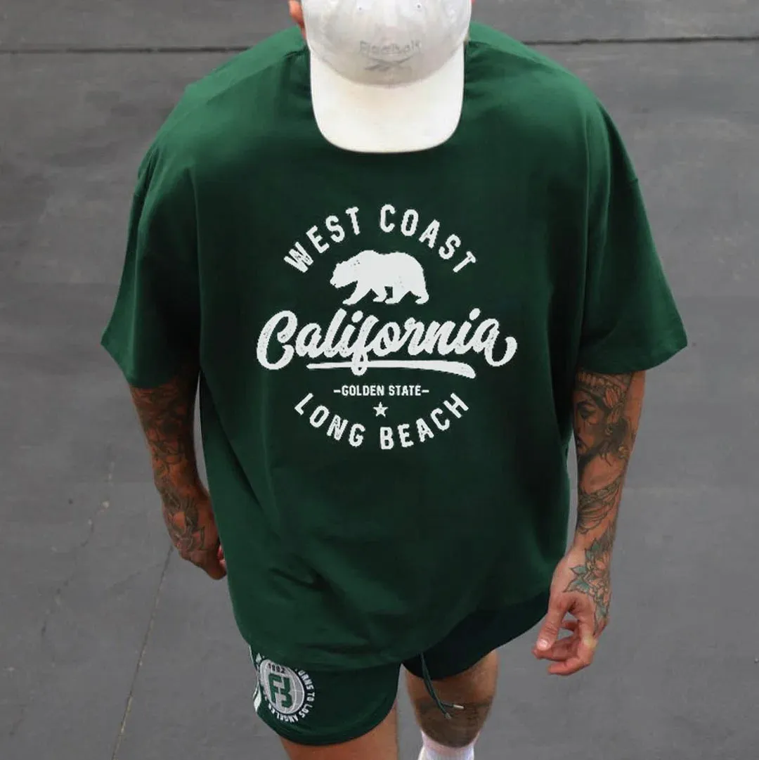 California Men's Vintage Streetwear Short Sleeve T-shirts sold by Shopnova
