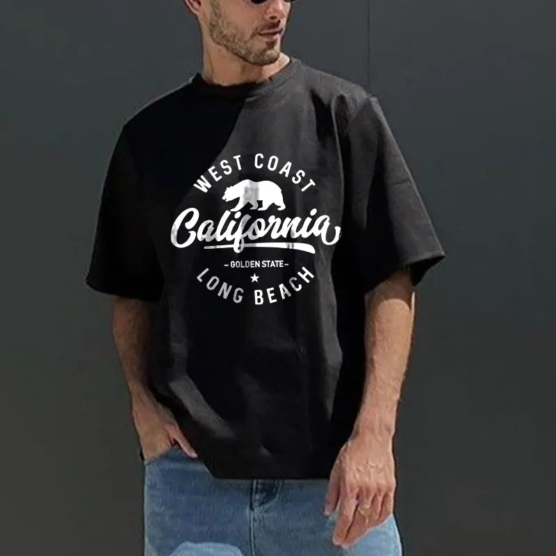 California Men's Vintage Streetwear Short Sleeve T-shirts sold by Shopnova product image thumbnail 3