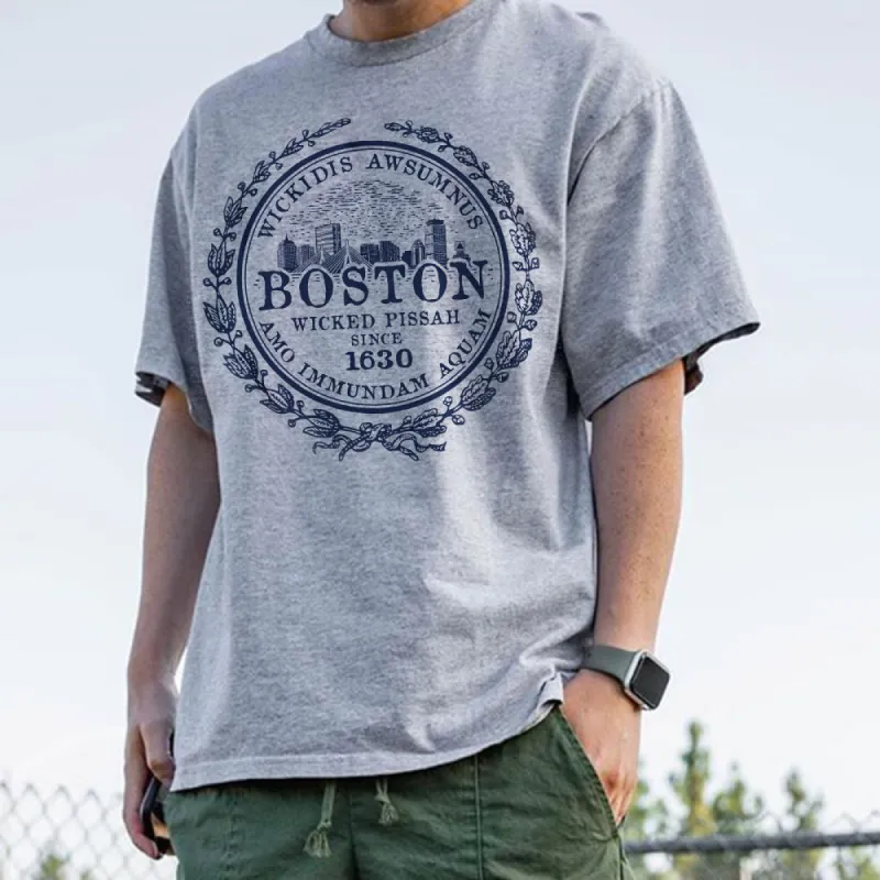 Alphabet graphic print casual men's T-shirt sold by Shopnova
