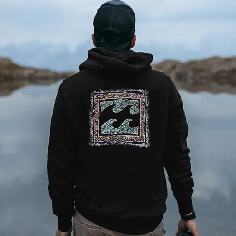 Surfing Graphic Print Men's Fleeced Hoodie sold by Shopnova