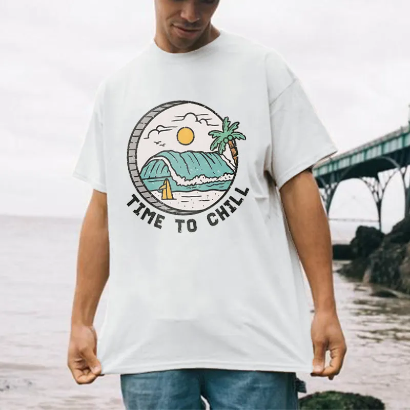Time to Chill Ocean Wave Print Men's Tee sold by Shopnova