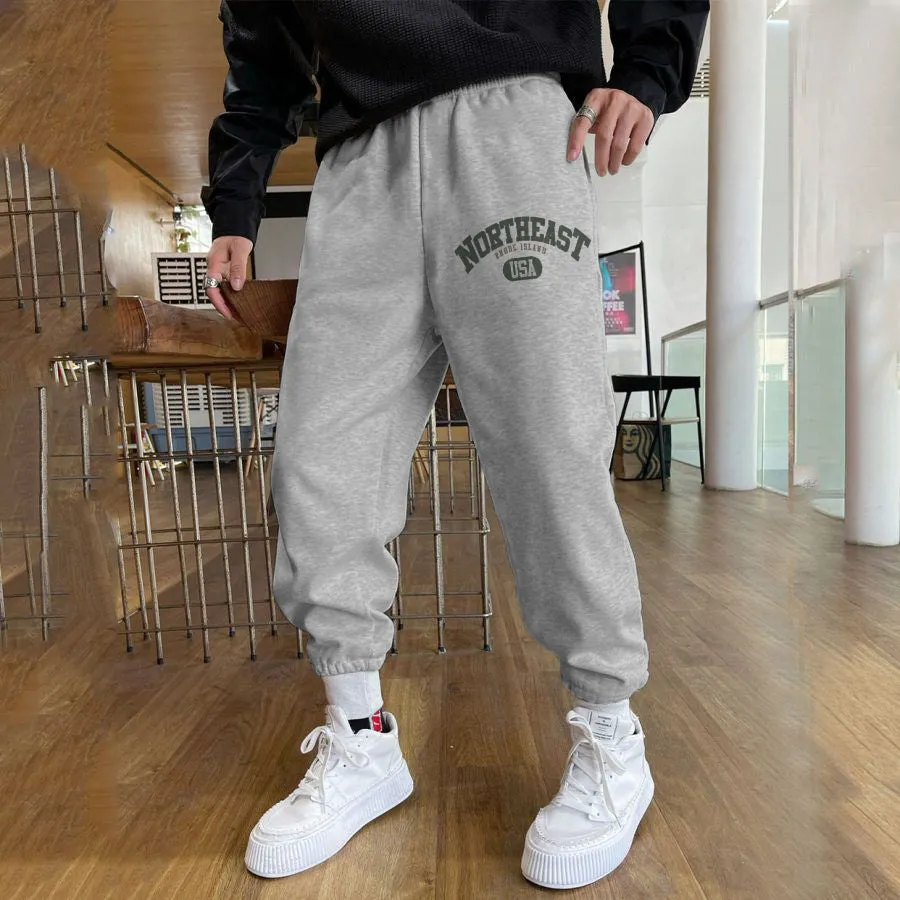 Northeast USA Men's Casual Elastic Waistband Fleece Sweatpants sold by Shopnova