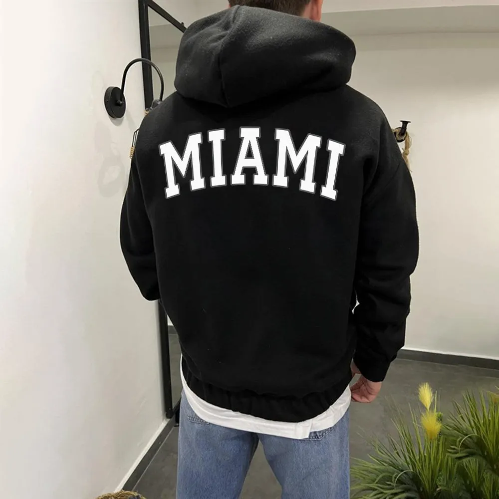 Miami Men's Loose Fit Casual Hoodies sold by Shopnova