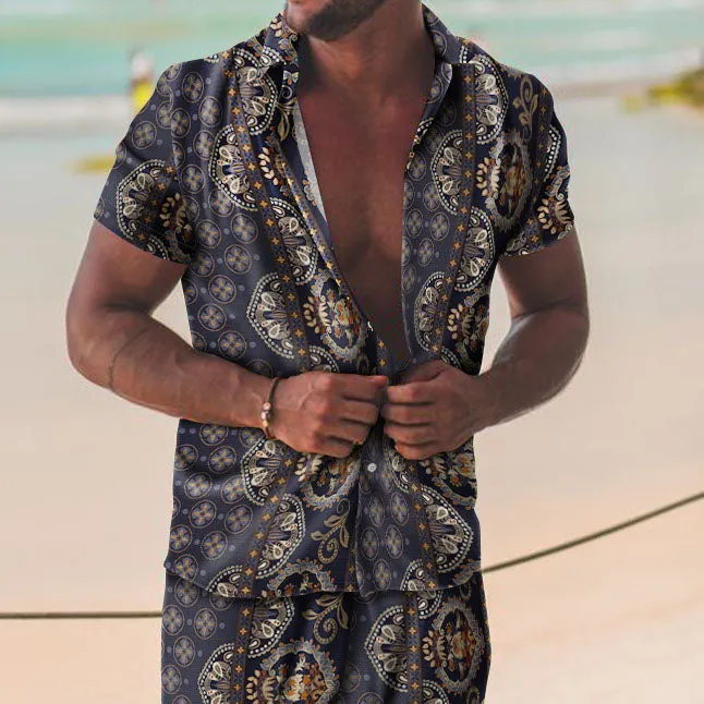 Personality Trend Vintage Print Hawaii Vacation Two-Piece Set sold by Shopnova product image thumbnail 2