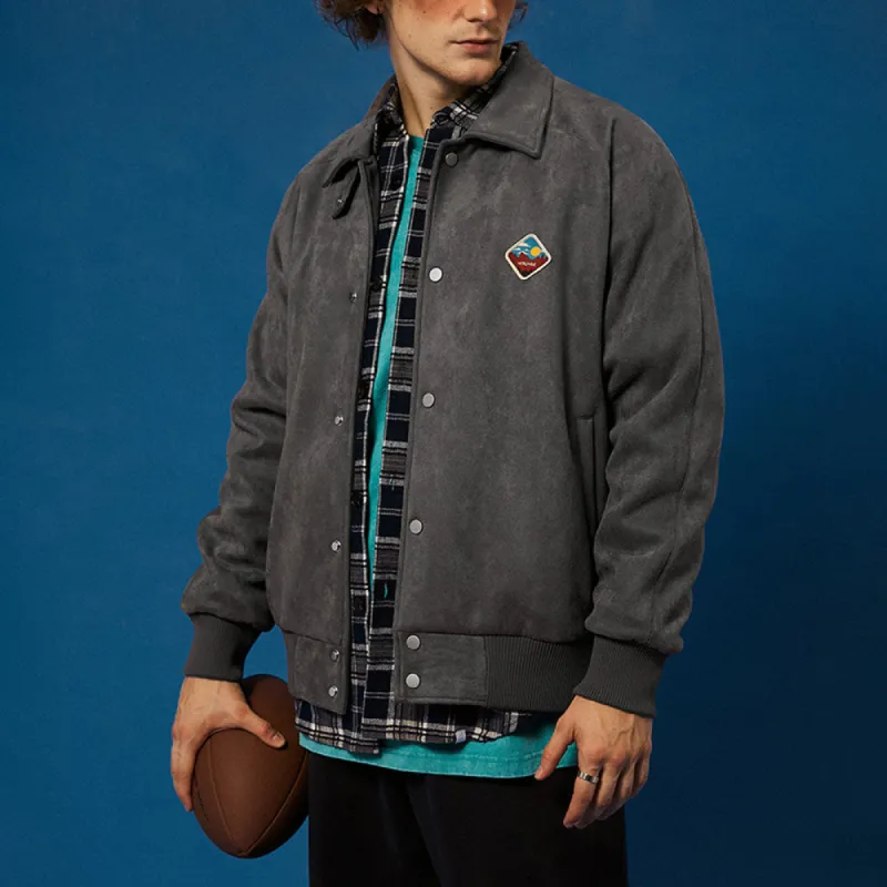 Suede Lapel Men's Baseball Jersey sold by Shopnova