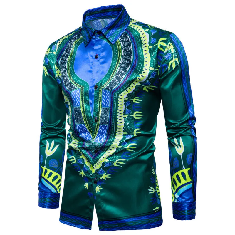 Long-sleeved Shirt With Lapel Print sold by Shopnova