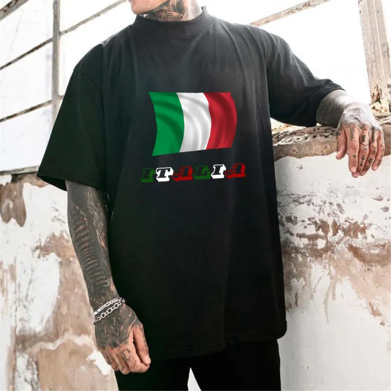 Men's Italia Flag Print Short Sleeve Tee sold by Shopnova