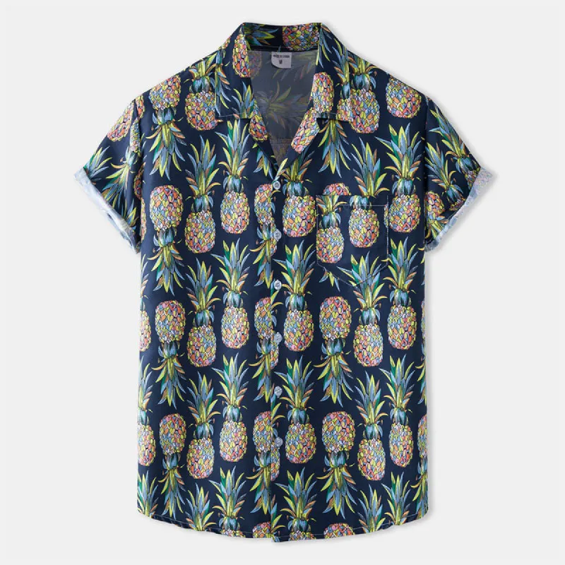 Cotton And Linen Printed Pocket Button-down Shirt sold by Shopnova