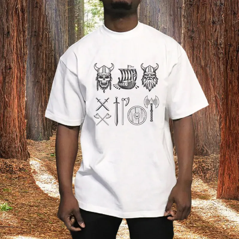 Viking Icons Men's White Short Sleeve T-shirt sold by Shopnova