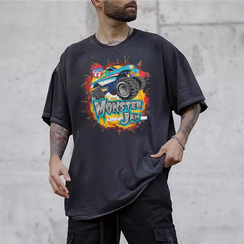 Abstract Car Graphic Print Casual Short Sleeve Men's T-Shirt sold by Shopnova