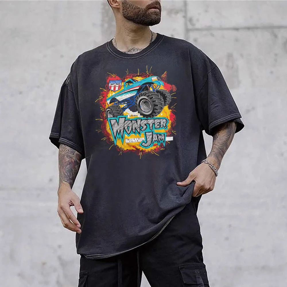 Abstract Car Graphic Print Casual Short Sleeve Men's T-Shirt sold by Shopnova