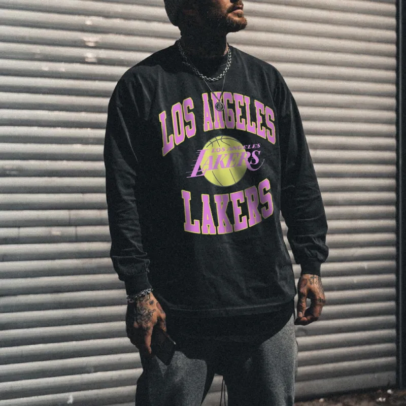 LA Lakers Men's Basketball Sports Long Sleeve T-Shirts-A sold by Shopnova