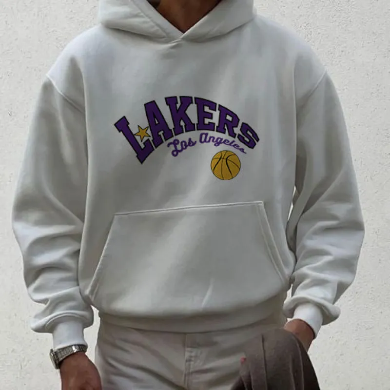 NOVAROPA™Lakers Print Men's Fleece Hoodie sold by Shopnova