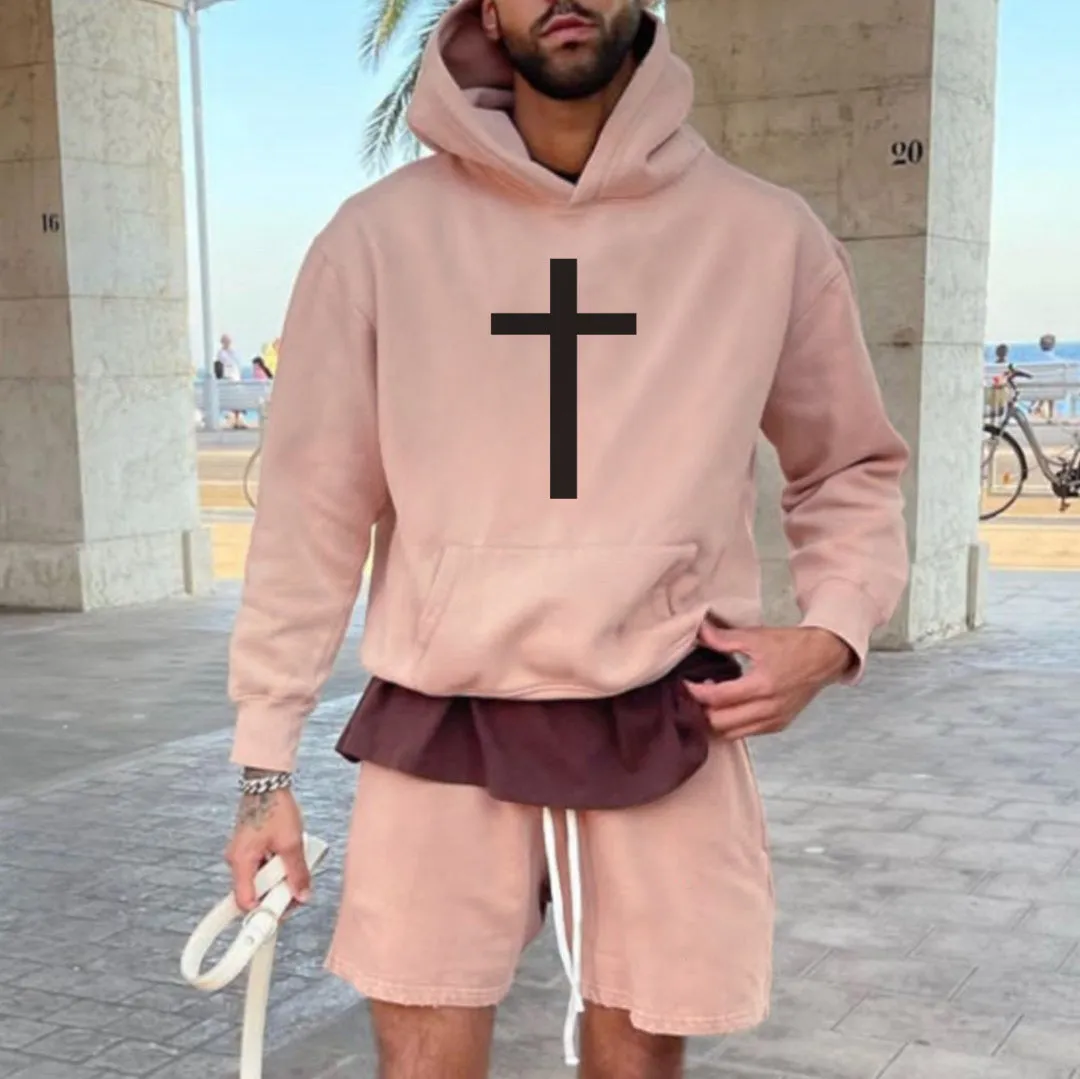 Men's Cross Printed Stylish Loose Fit Hoodies sold by Shopnova product image thumbnail 3