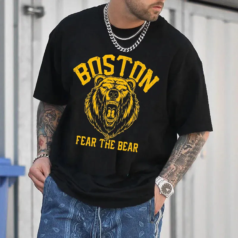Boston Bruins Bear Men's Cotton T-shirt sold by Shopnova