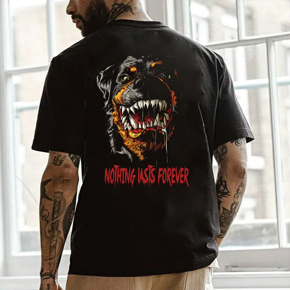 Animal Graphic Print Loose Men's Short Sleeve T-Shirt sold by Shopnova