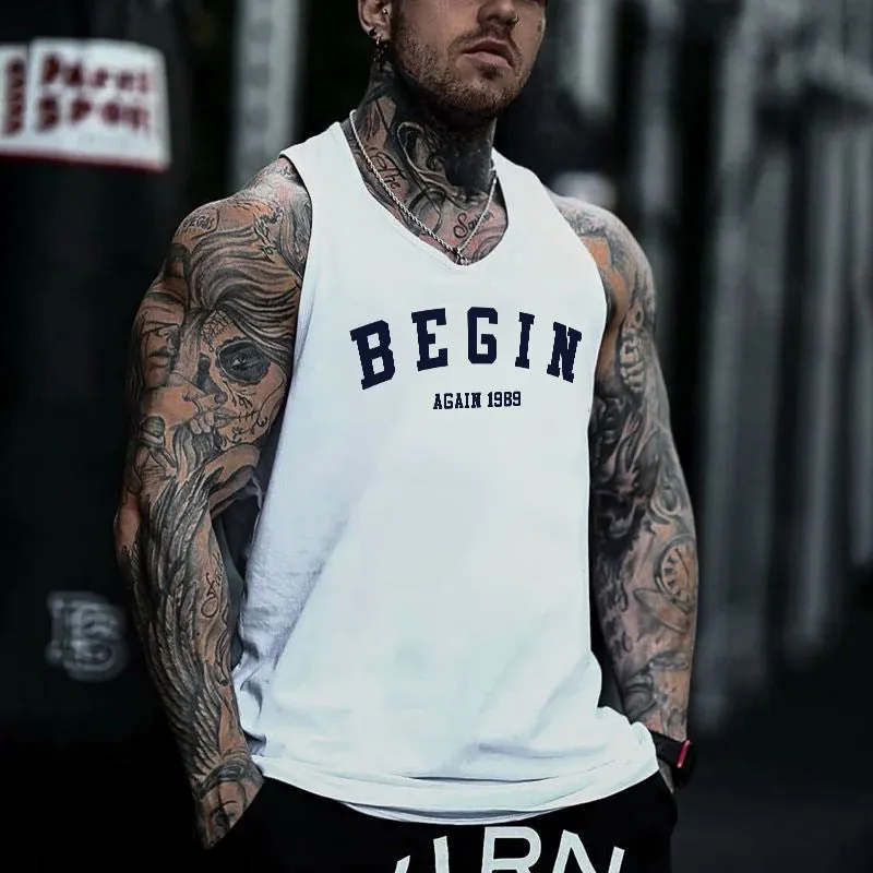 Begin Again Men's Casual Sleeveless Tank Tops-A sold by Shopnova